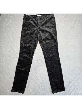 Ann Taylor Loft Womens Modern Skinny Black Velvet Pants Size 10 30